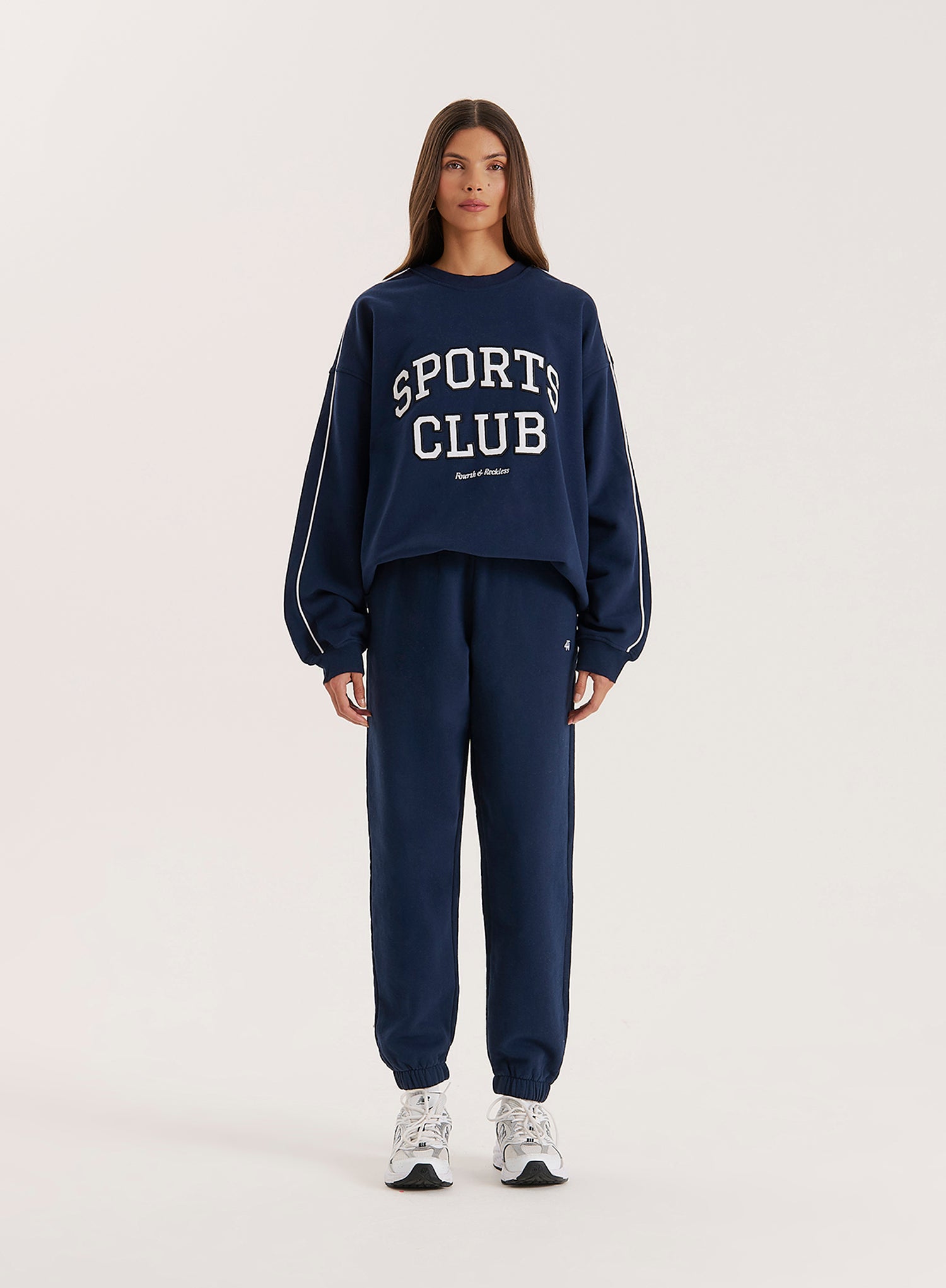 Navy Slogan Relaxed Oversized Sweatshirt